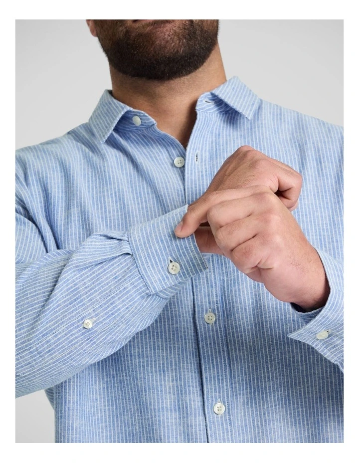 Beau Casual Stripe Shirt in Blue image 5