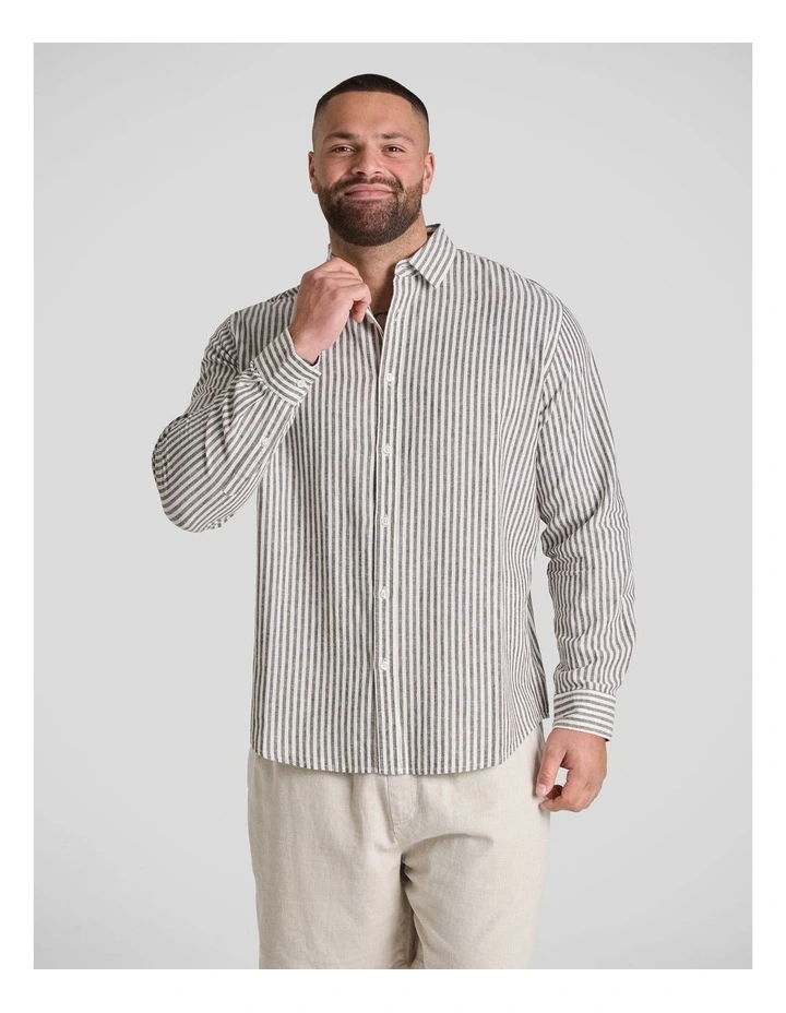 Lance Casual Stripe Shirt in Ink image 1
