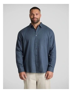 Resort Relaxed Fit Linen Shirt in Petrol