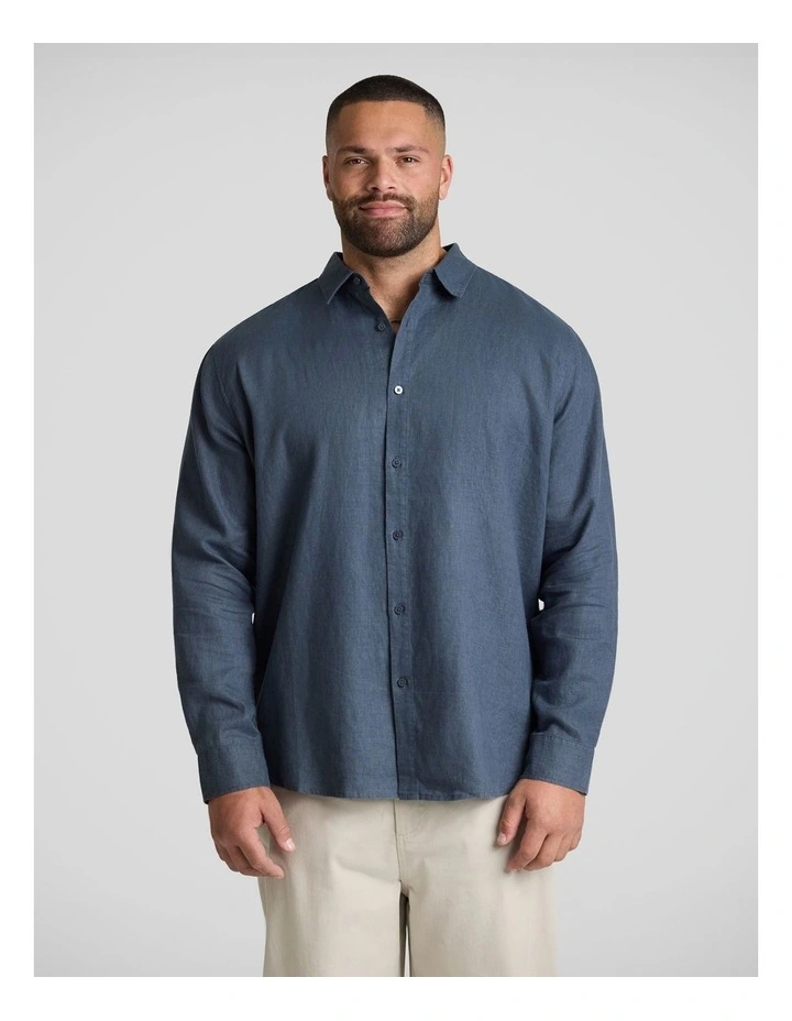 Resort Relaxed Fit Linen Shirt in Petrol image 1