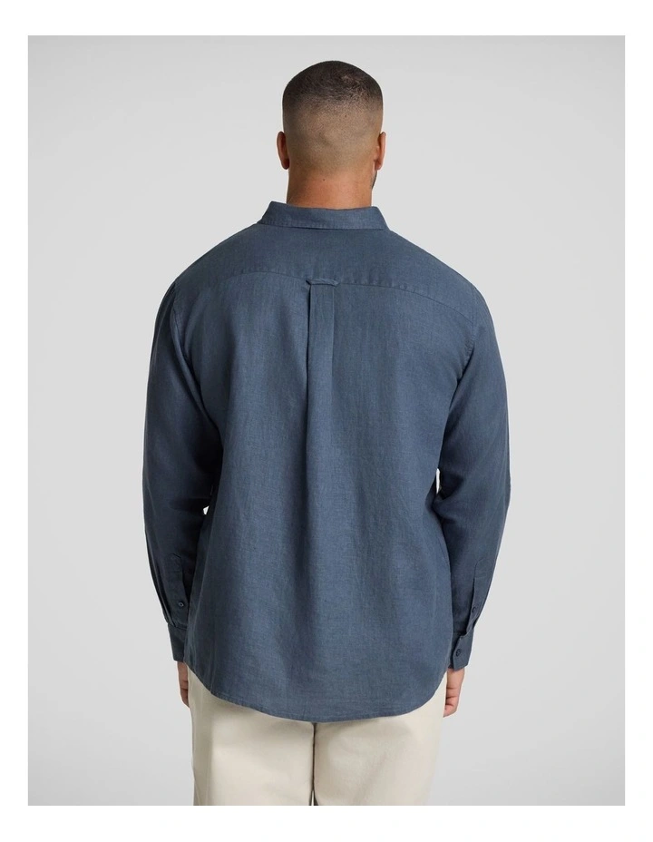 Resort Relaxed Fit Linen Shirt in Petrol image 2