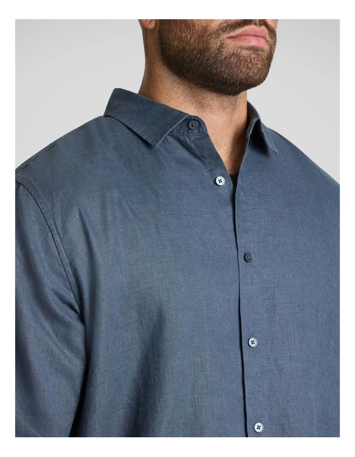 Resort Relaxed Fit Linen Shirt in Petrol image 3