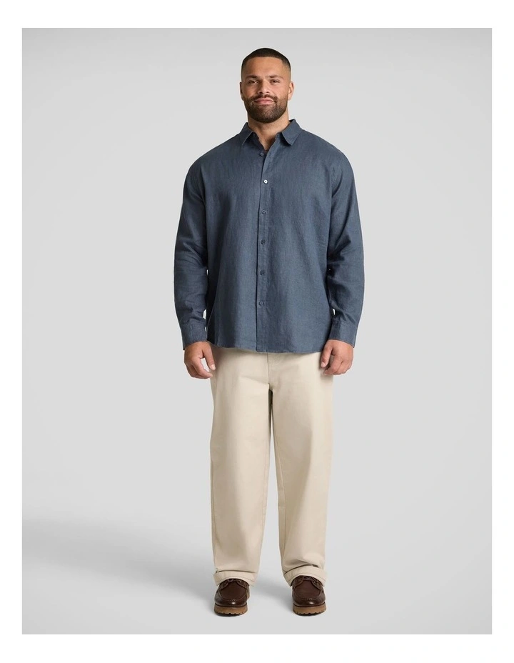 Resort Relaxed Fit Linen Shirt in Petrol image 4