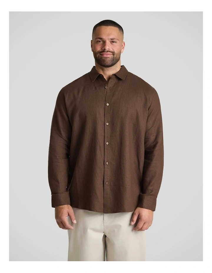 Resort Relaxed Fit Linen Shirt in Brown image 1