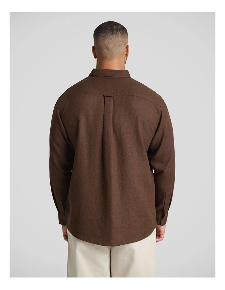 Resort Relaxed Fit Linen Shirt in Brown image 2