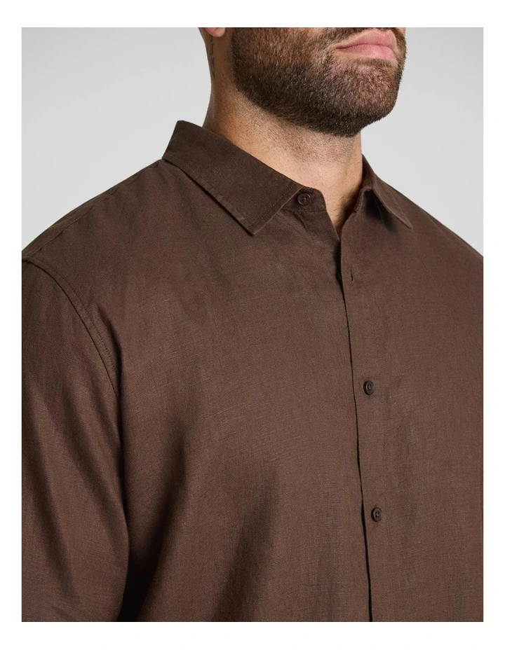 Resort Relaxed Fit Linen Shirt in Brown image 3