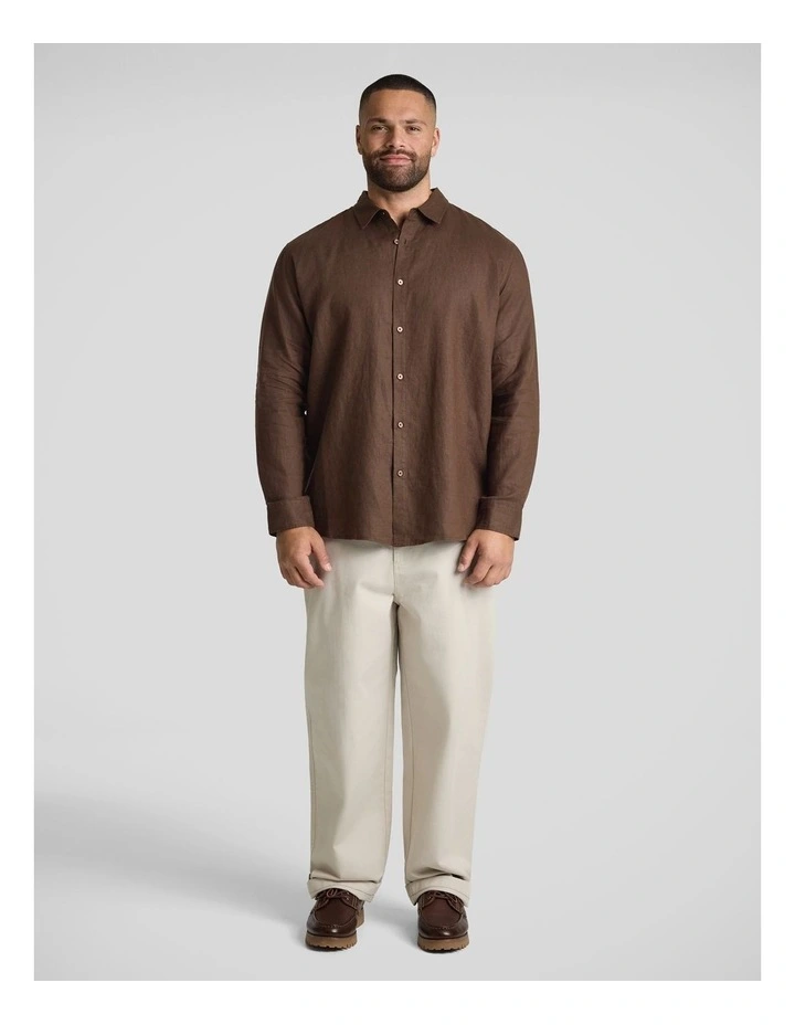 Resort Relaxed Fit Linen Shirt in Brown image 4