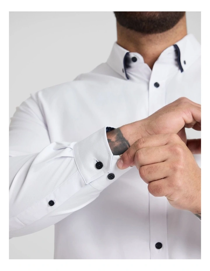 Roman Dobby Smart Shirt in White image 5