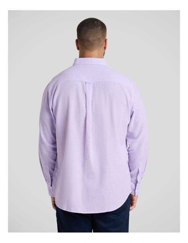 Serge Melange Linen Shirt in Violet image 2