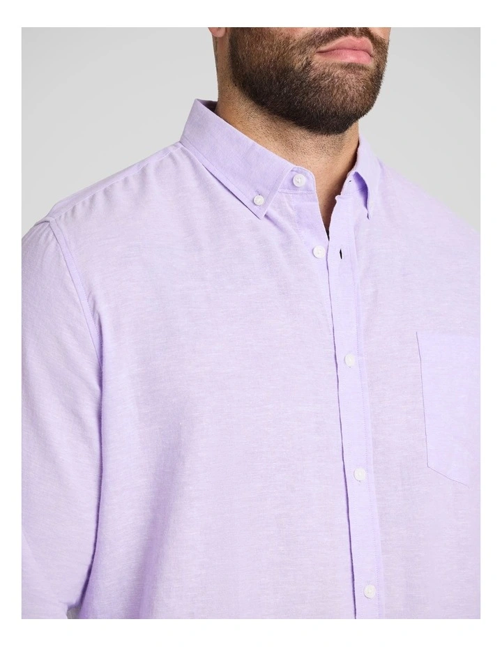 Serge Melange Linen Shirt in Violet image 3