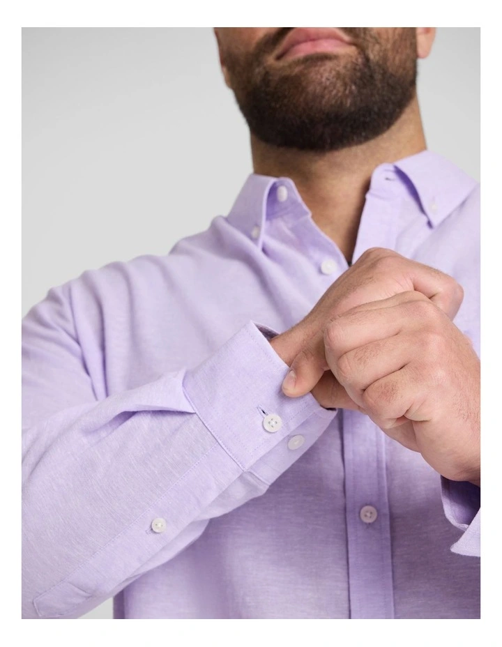 Serge Melange Linen Shirt in Violet image 5