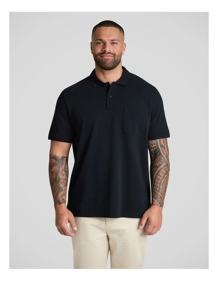 Asher Pique Polo in Black image 1