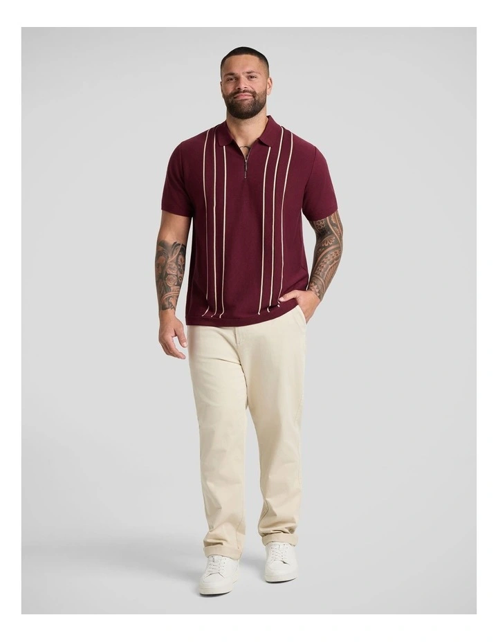 Chandler Stripe Knit Polo in Burgundy image 4