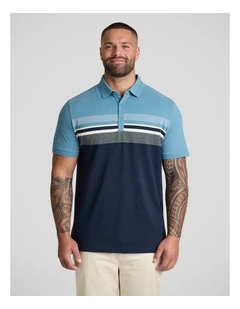 Leon Stripe Polo in Blue
