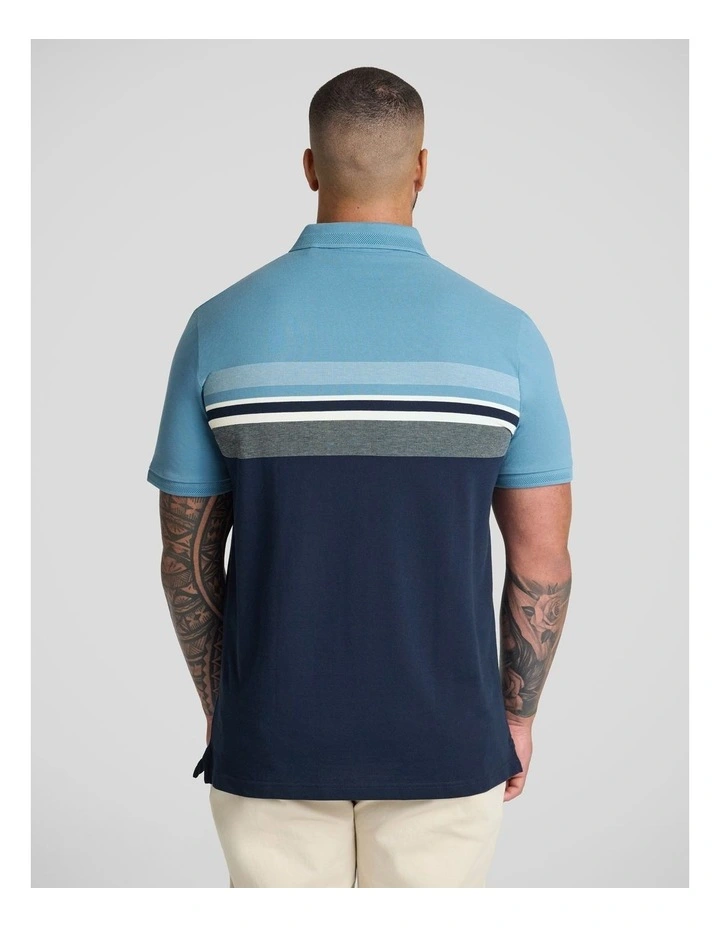 Leon Stripe Polo in Blue image 2