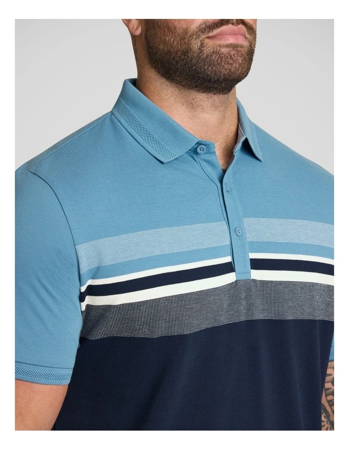 Leon Stripe Polo in Blue image 3