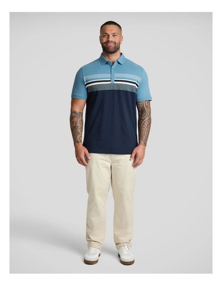 Leon Stripe Polo in Blue image 4
