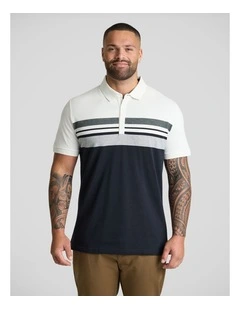Leon Stripe Polo in White