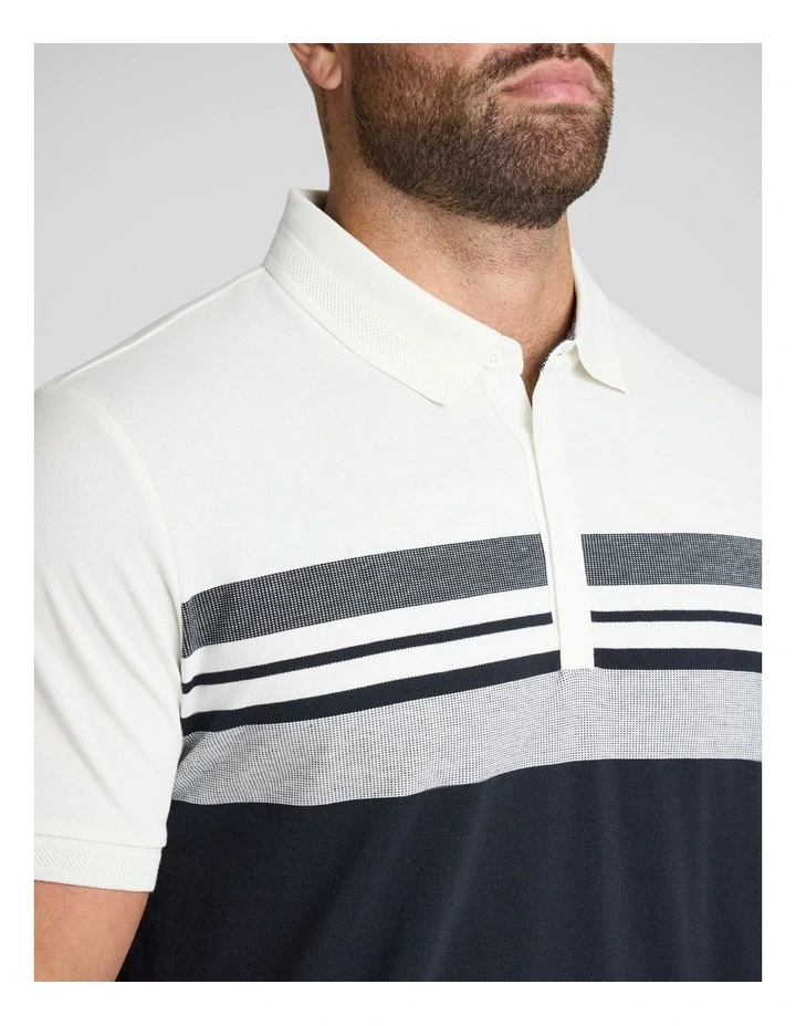 Leon Stripe Polo in White image 3