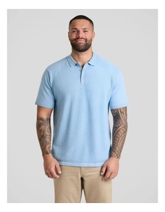 Myles Knitted Polo in Blue Marle