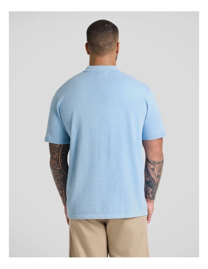 Myles Knitted Polo in Blue Marle image 2