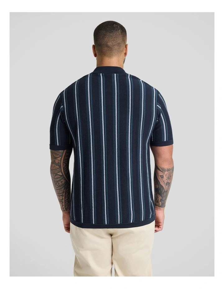 Ripley Stripe Knit Polo in Navy image 2