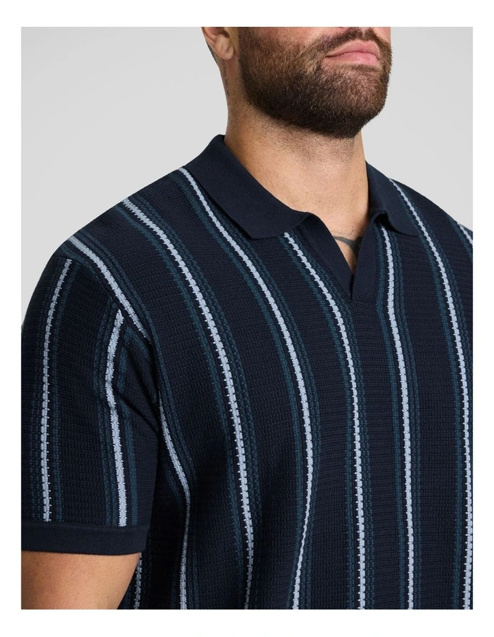 Ripley Stripe Knit Polo in Navy image 3
