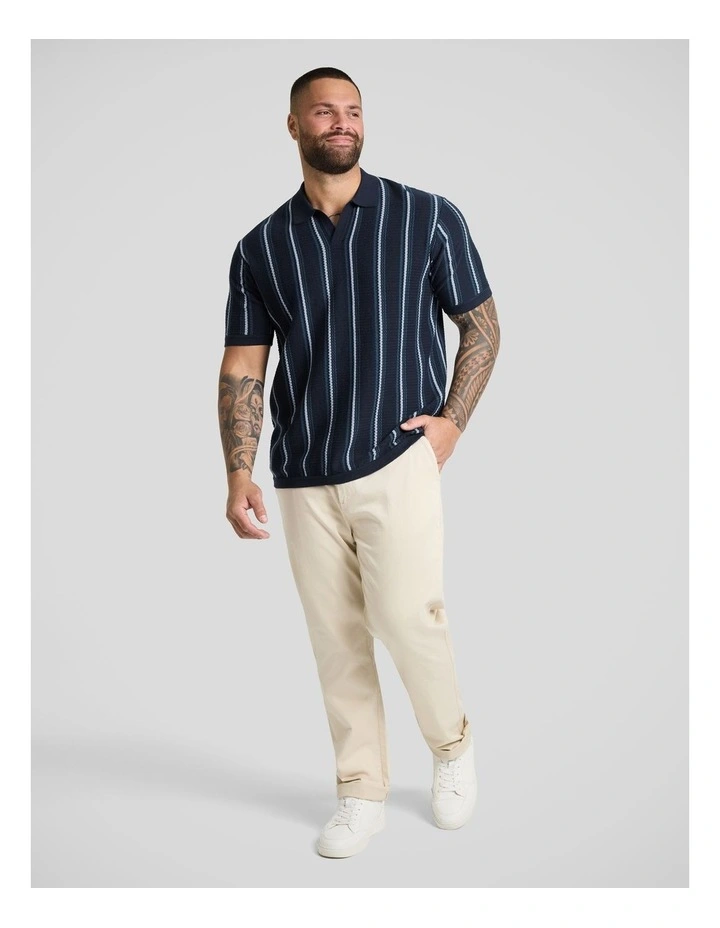 Ripley Stripe Knit Polo in Navy image 4