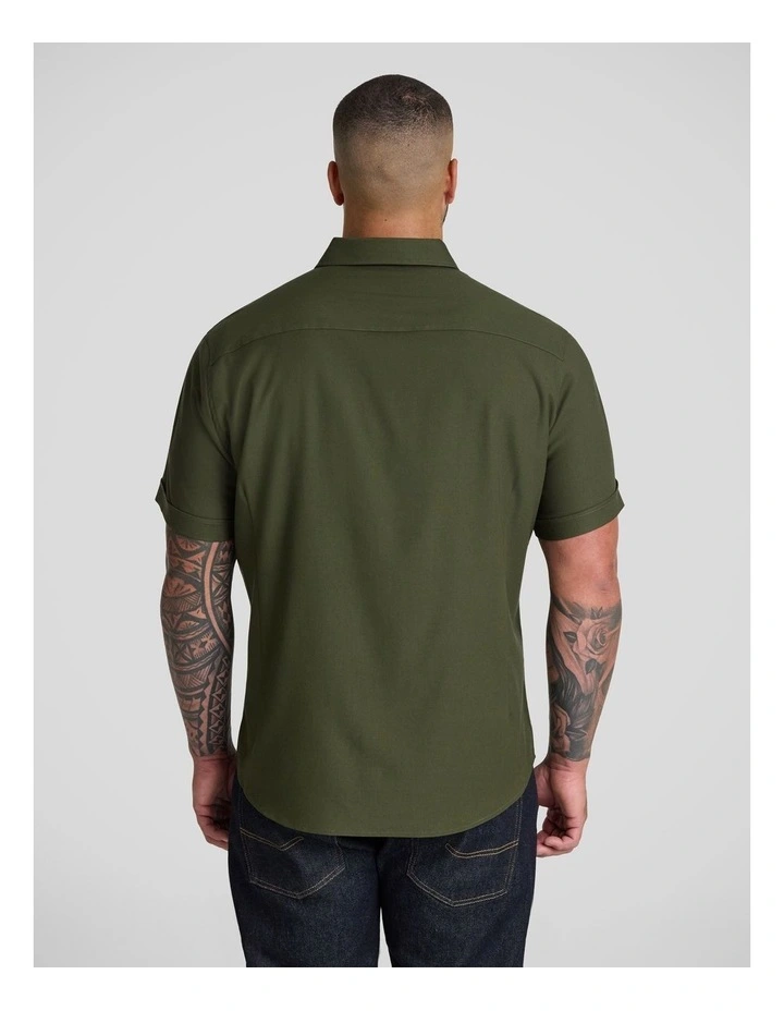 Deniro Stretch Shirt in Olive image 2