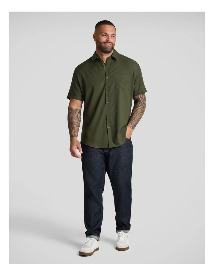 Deniro Stretch Shirt in Olive image 4