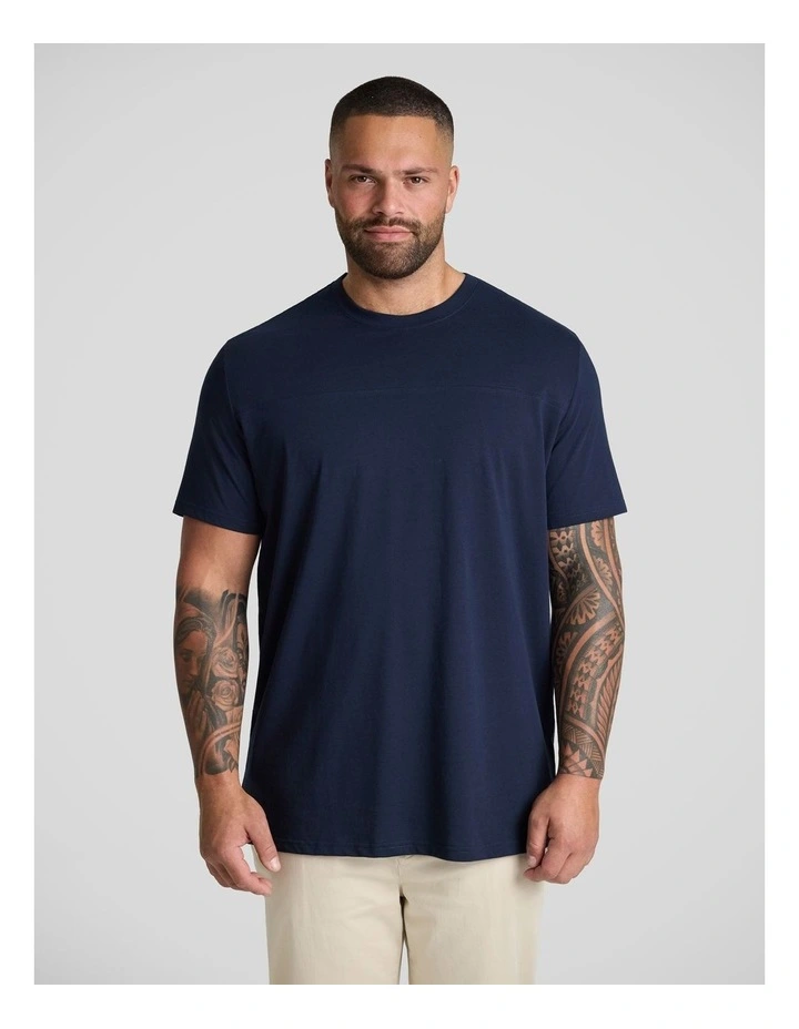 Essential Longline Panel Tee in Navy image 1