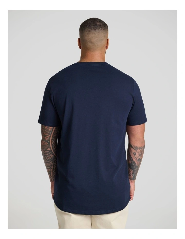 Essential Longline Panel Tee in Navy image 2
