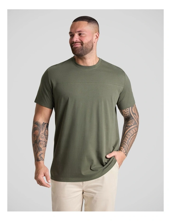 Essential Longline Panel Tee in Khaki image 1