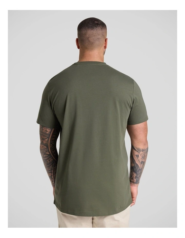 Essential Longline Panel Tee in Khaki image 2