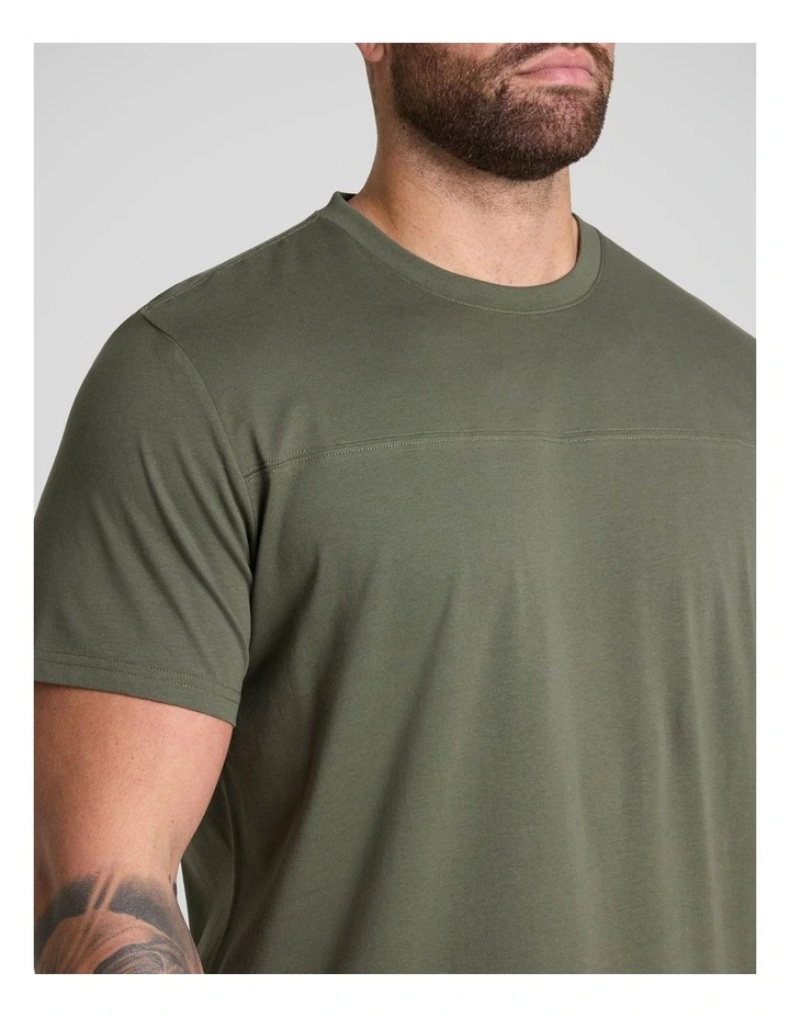Essential Longline Panel Tee in Khaki image 3