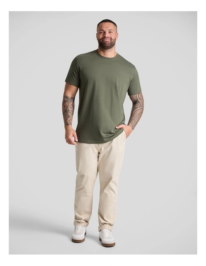 Essential Longline Panel Tee in Khaki image 4
