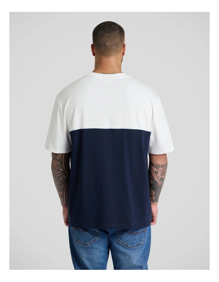 Block Panel Relaxed Fit Tee in Navy image 2