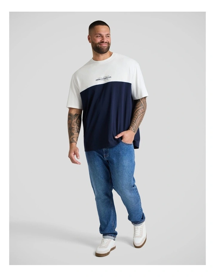 Block Panel Relaxed Fit Tee in Navy image 4