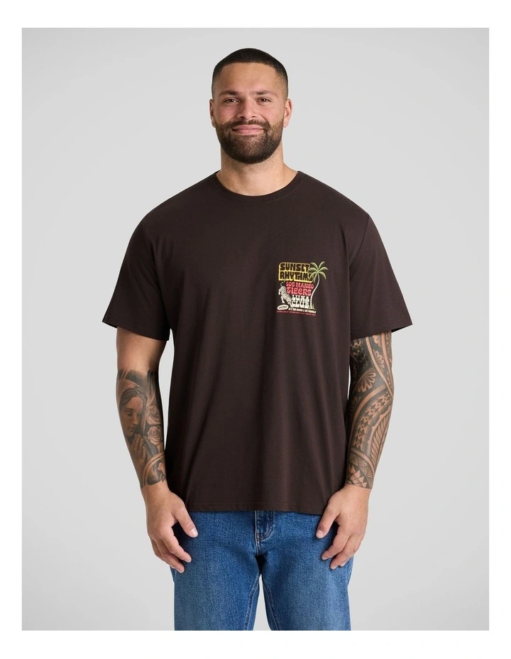Sunset Crew Neck Tee in Chocolate image 2