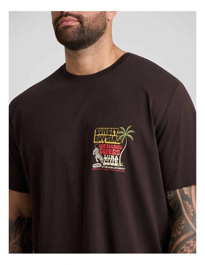 Sunset Crew Neck Tee in Chocolate image 3