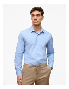 Tailored Fit Cotton Poplin Shirt in Duck Egg Blue