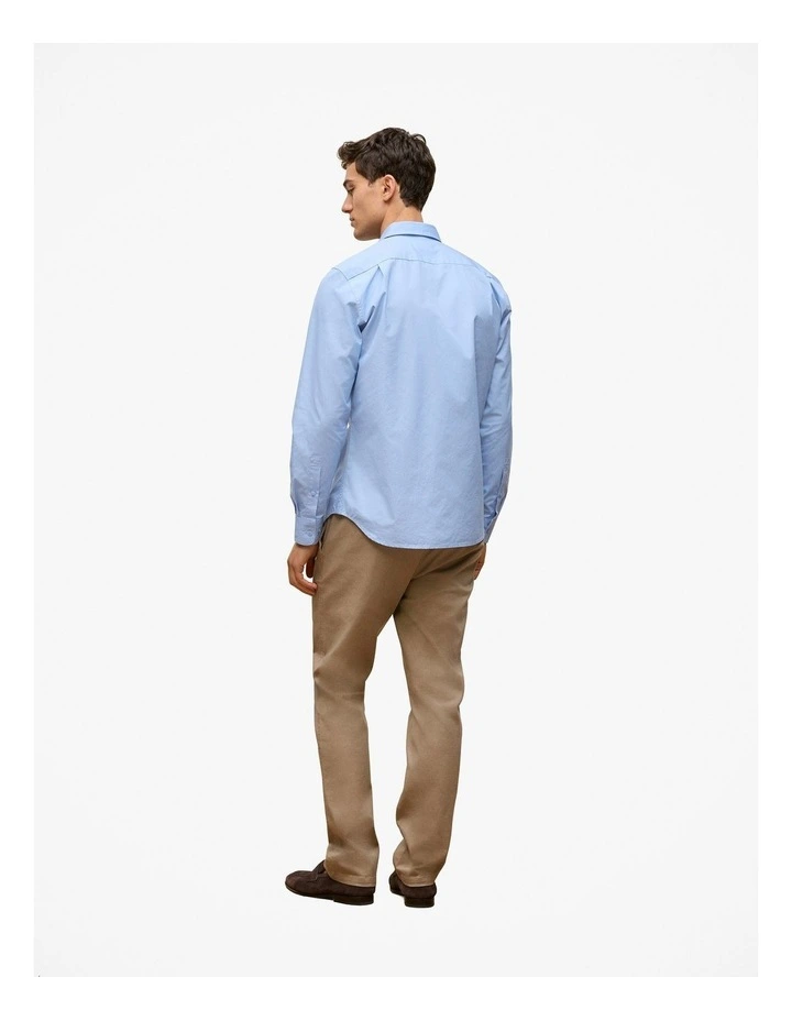 Tailored Fit Cotton Poplin Shirt in Duck Egg Blue image 4