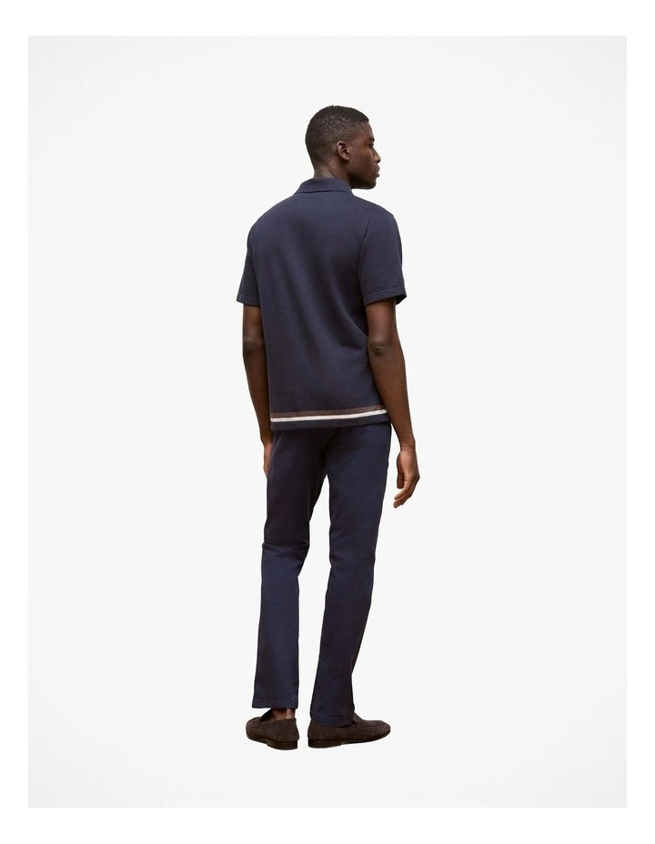 Cotton Silk Graphic Knit Shirt in Navy image 5