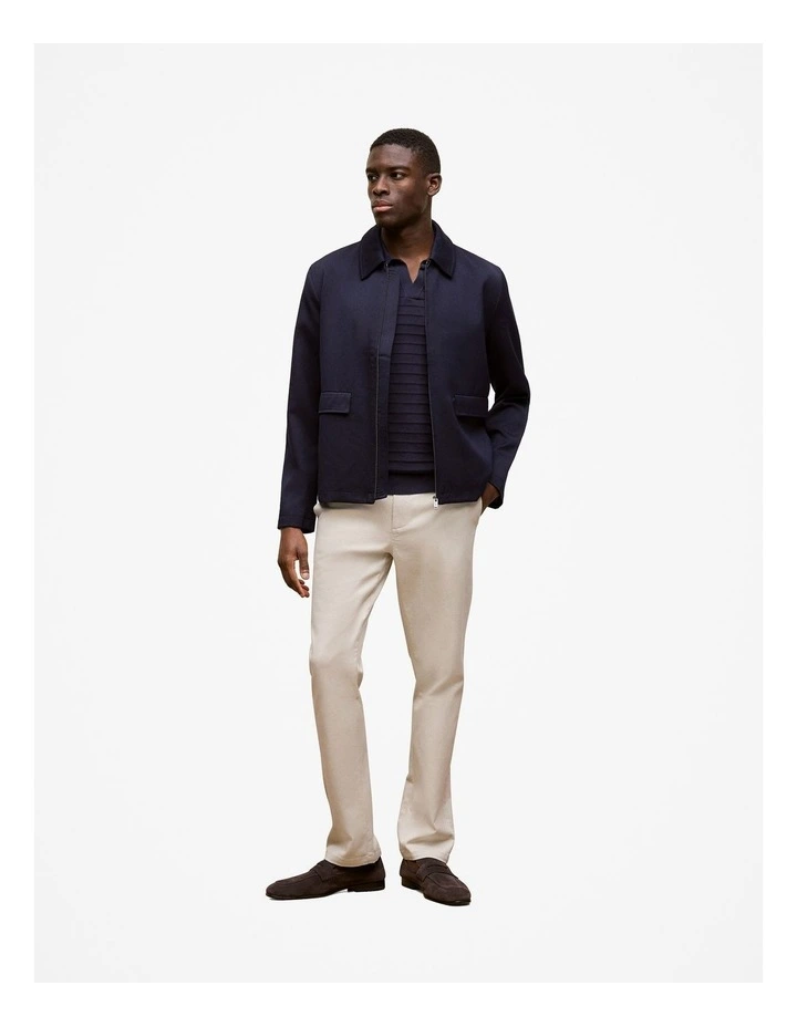 Cotton Silk Textured Polo in Navy image 2