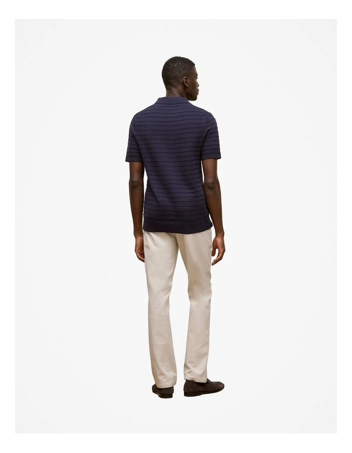 Cotton Silk Textured Polo in Navy image 4