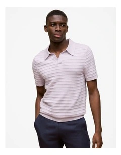 Cotton Silk Textured Polo in Orchid