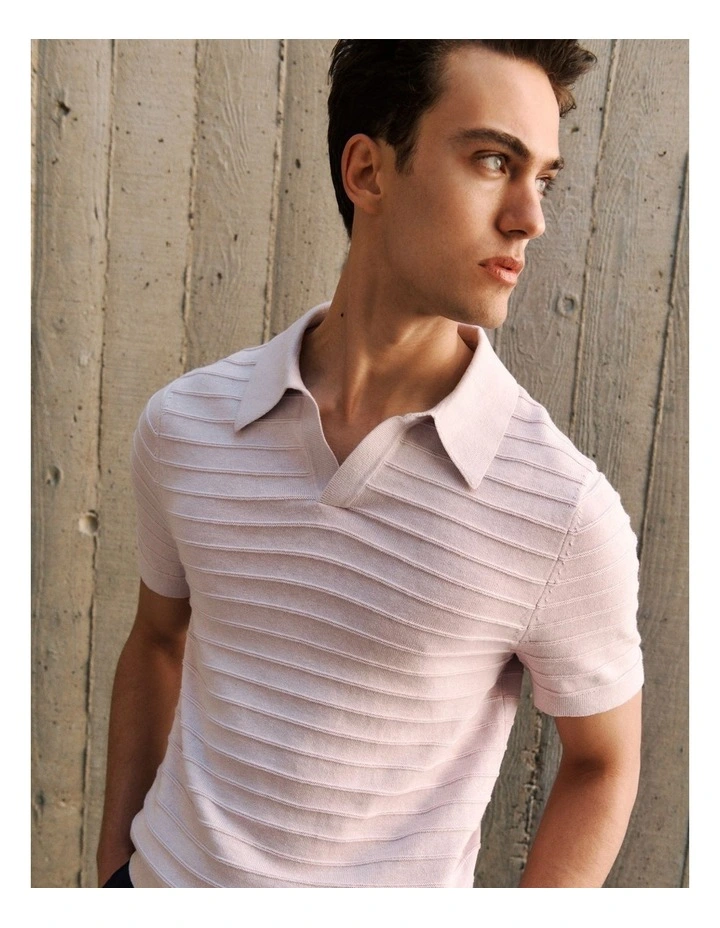Cotton Silk Textured Polo in Orchid image 2