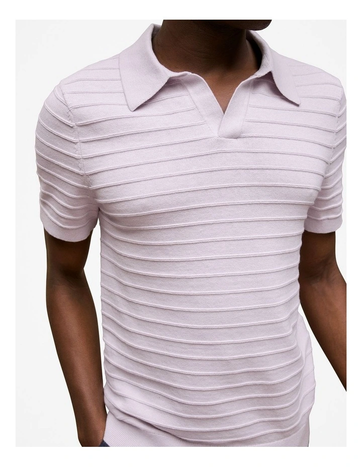 Cotton Silk Textured Polo in Orchid image 4