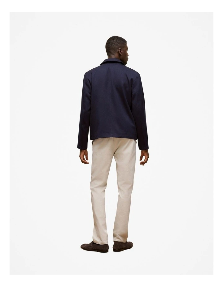 Twill Pocket Detail Zip Jacket in Navy image 6