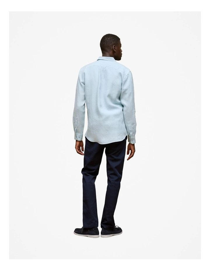 Regular Fit Linen End On End Shirt in Duck Egg Blue image 5